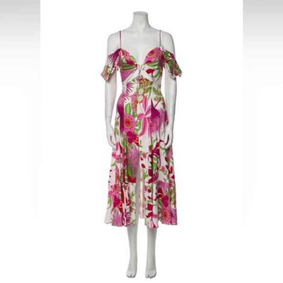 Cult Gaia Dina Linen Blend Floral Midi Dress - Picture 3 of 9